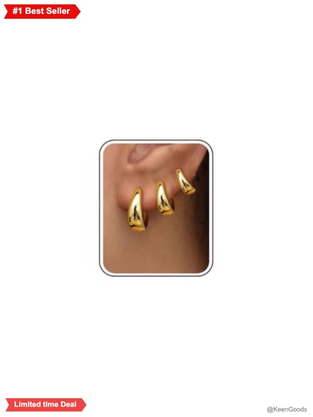 Gold Hoop Earrings Set 3 Pairs 14K Gold Plated Sterling Silver Post Huggie
